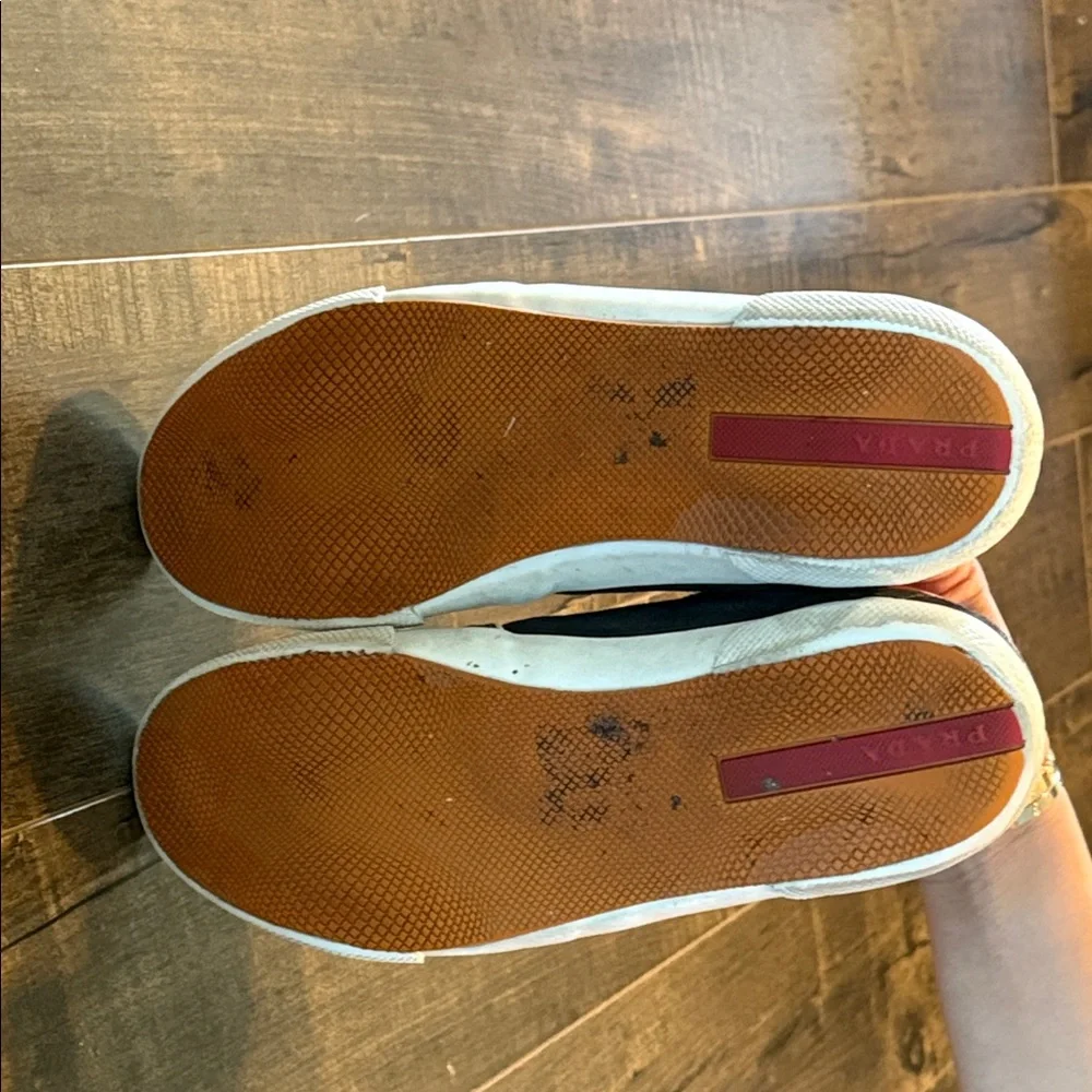 Prada Men's Black and Orange Sneakers - Picture 6 of 7